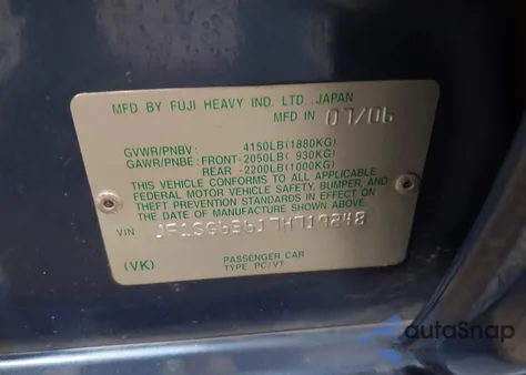 2007 Subaru Forester 2.5X from USA, damaged, VIN JF1SG63617H719248